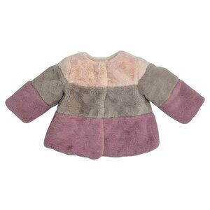 First Impressions Baby Girl Infant 6-9 Months Faux Fur Coat Pink Brown Jacket
